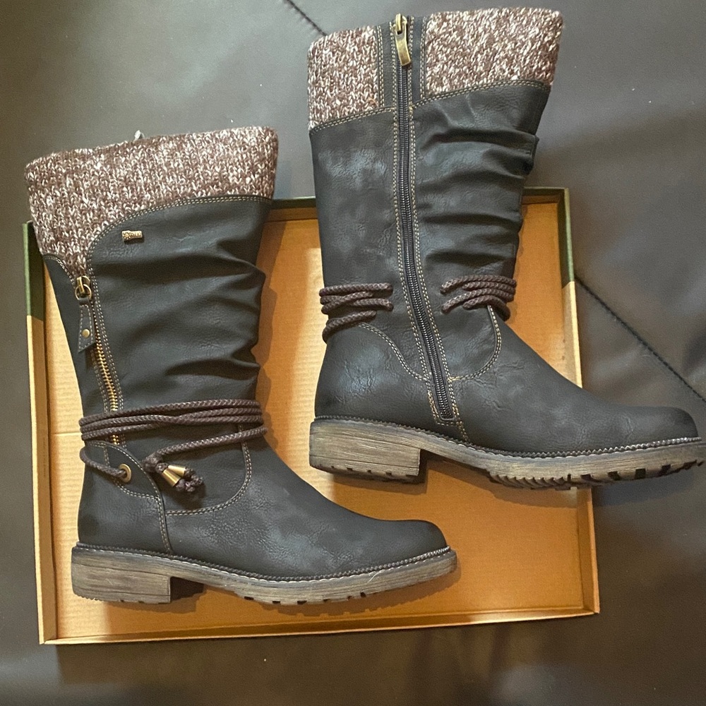 Spring Step Black and Brown Leather Boots